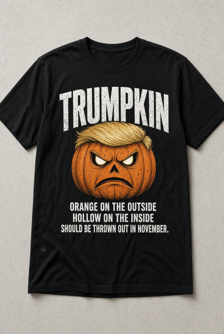 Funny Trump Pumpkin Graphic Tee, Trumpkin Halloween Shirt, Political Halloween T-shirt, Anti Trump Spooky Season Shirt