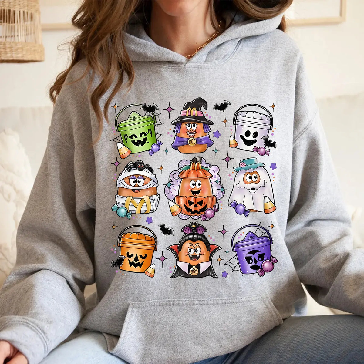 Halloween Chicken Nuggets Sweatshirt, 90s Retro Halloween Shirt, Spooky Nugget Crewneck 4