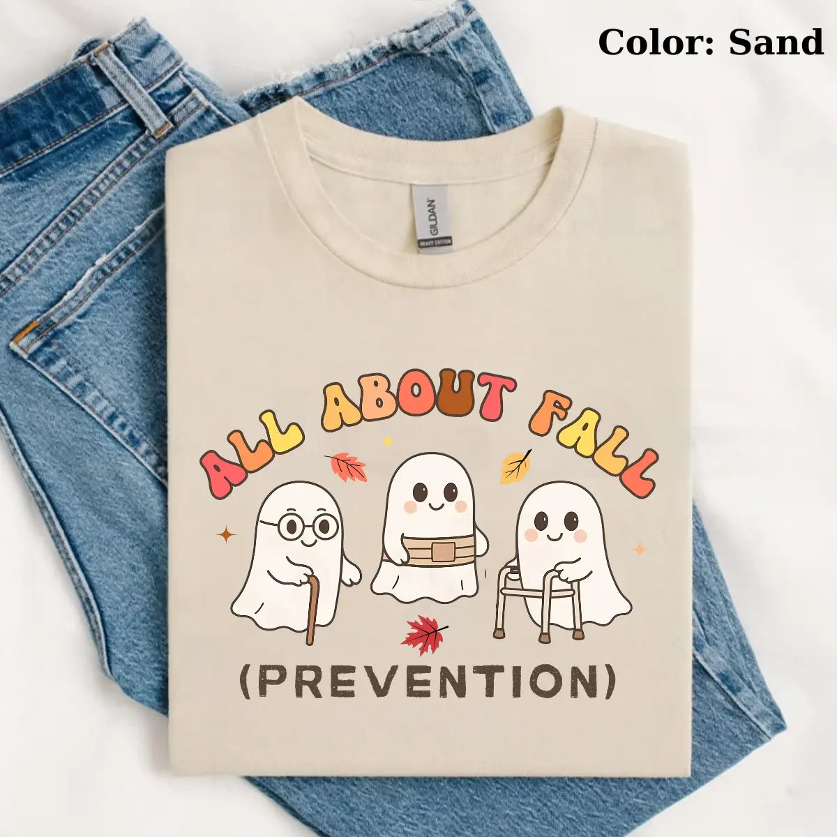 All About Fall Prevention Ghost Sweatshirt or T-Shirt, Cute Halloween Nursing Sweater, Funny Ghost Fall Safety Shirt, Autumn Occupational Therapy Gift 4