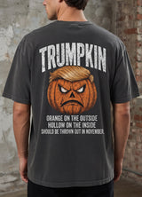 Trumpkin Halloween Back Print Shirt, Funny Trump Pumpkin Graphic T-Shirt, Political Halloween Tee, Anti Trump Spooky Season Shirt