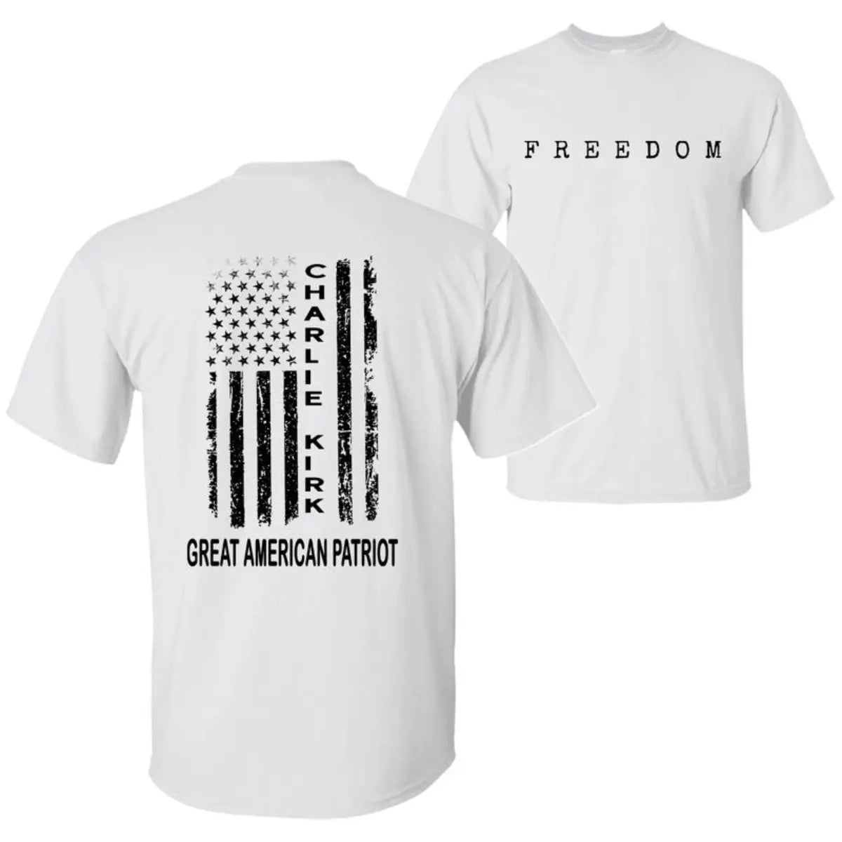 Charlie Kirk Freedom A True American Patriot with US Flag Graphic T-Shirt, Wear Red on October 14th as Charles James Kirk Day Tee, Charlie Kirk Birthday Shirt, Graphic Design Unisex Cotton T-shirt for Men for Women Menswear Womenswear 3