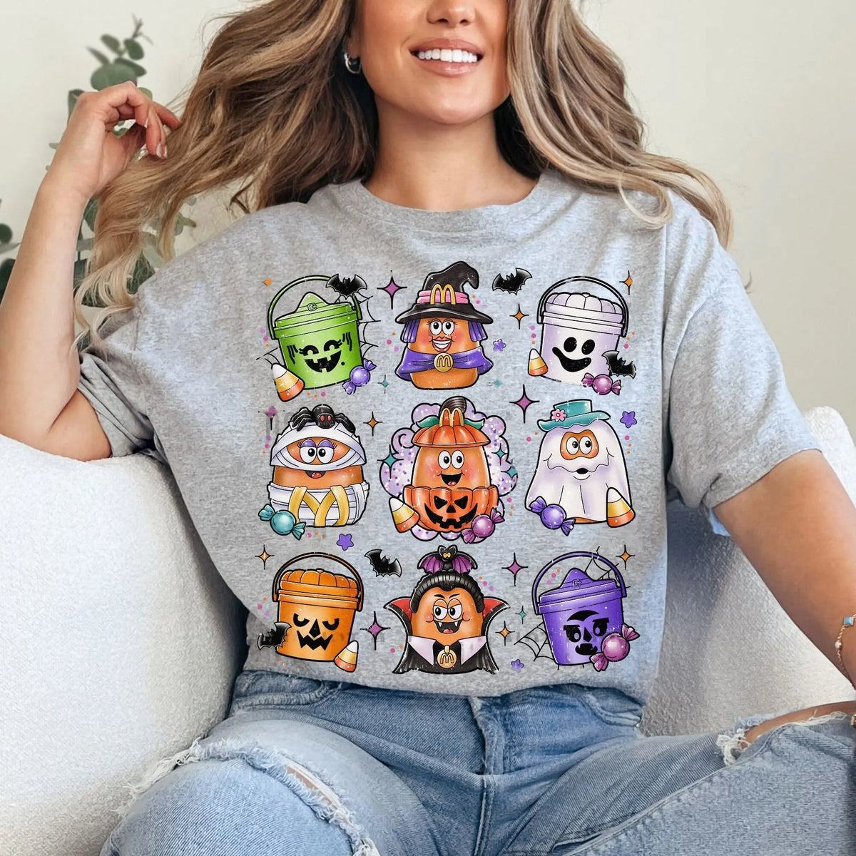 Halloween Chicken Nuggets Sweatshirt, 90s Retro Halloween Shirt, Spooky Nugget Crewneck 3