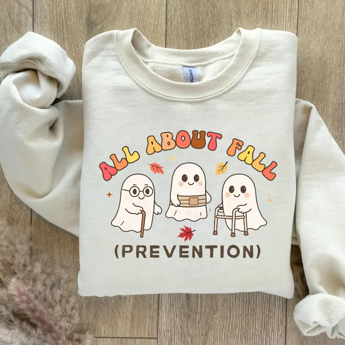 All About Fall Prevention Ghost Sweatshirt or T-Shirt, Cute Halloween Nursing Sweater, Funny Ghost Fall Safety Shirt, Autumn Occupational Therapy Gift 5