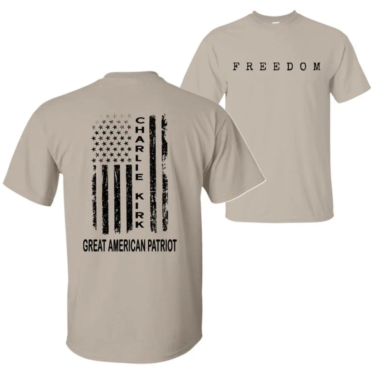 Charlie Kirk Freedom A True American Patriot with US Flag Graphic T-Shirt, Wear Red on October 14th as Charles James Kirk Day Tee, Charlie Kirk Birthday Shirt, Graphic Design Unisex Cotton T-shirt for Men for Women Menswear Womenswear 4