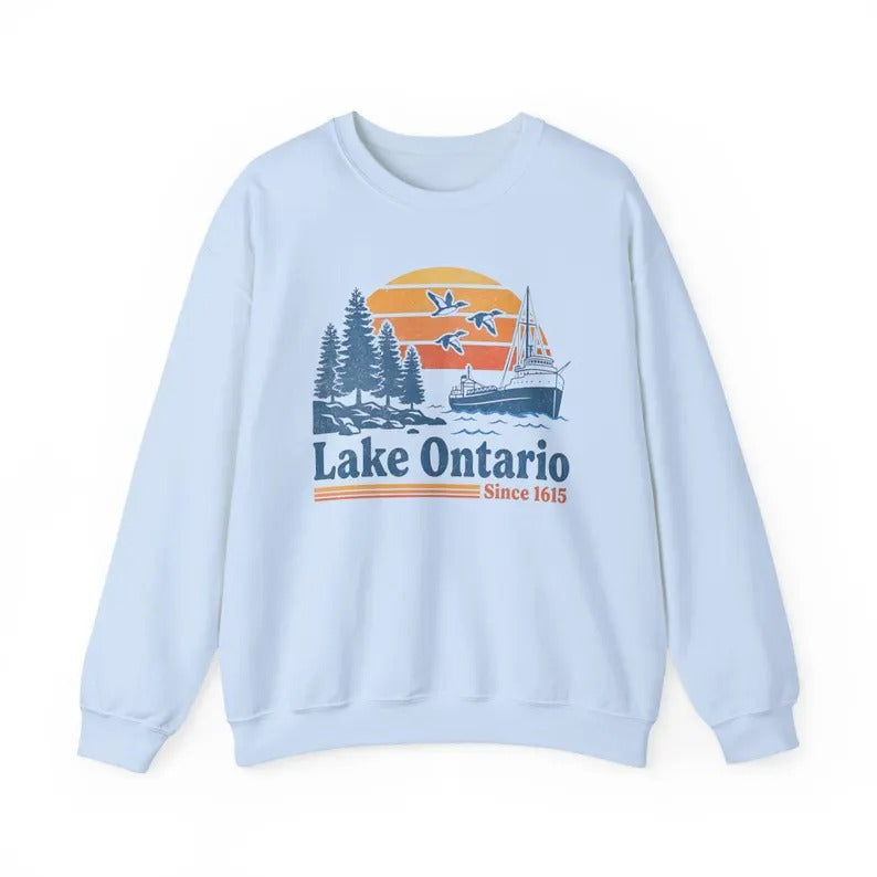 Vintage Lake Ontario Sweatshirt, Great Lakes Crewneck, Retro Canada Lake Sweatshirt, Nautical Boat Lake Life Gift Sweatshirt