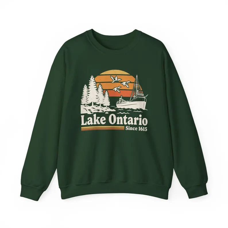Vintage Lake Ontario Sweatshirt, Great Lakes Crewneck, Retro Canada Lake Sweatshirt, Nautical Boat Lake Life Gift Sweatshirt