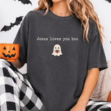 Christian Halloween Ghost T-Shirt, Jesus Loves You Boo Shirt, Cute Spooky Season Shirt