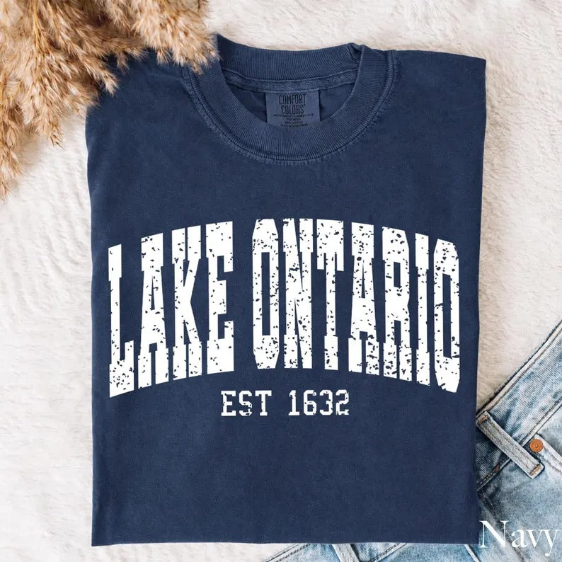 Comfort Colors Lake Ontario Shirt, Vintage Great Lakes Tee, Ontario Lake Shirt, Retro Collegiate Shirt, Lake Life Tee, Canada Vacation Shirt
