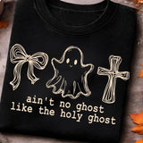 Retro Christian Halloween Tee, Ain’t No Ghost Like The Holy Ghost T-Shirt, Distressed Ghost Outline, Spooky Season Shirt