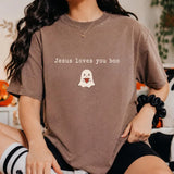 Christian Halloween Ghost T-Shirt, Jesus Loves You Boo Shirt, Cute Spooky Season Shirt