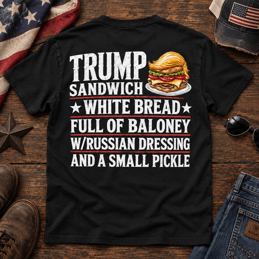 Trump Sandwich Political Satire Shirt, White Bread Full of Baloney Tee, Anti Trump Funny Graphic Shirt, Sarcastic Election Humor Gift