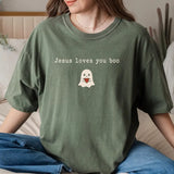 Christian Halloween Ghost T-Shirt, Jesus Loves You Boo Shirt, Cute Spooky Season Shirt