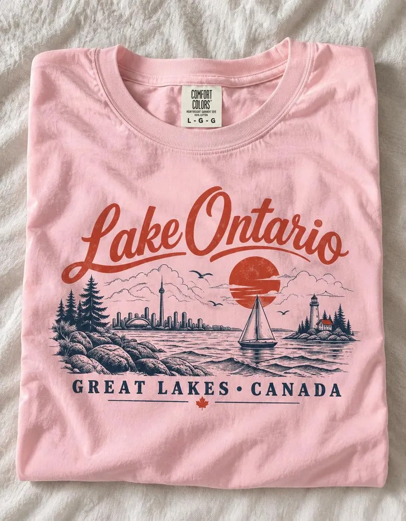 Lake Ontario Lakeshore Shirt, Great Lakes Canada Retro T-Shirt, Vintage Lake Ontario Graphic Tee, Canadian Lakeside Shirt