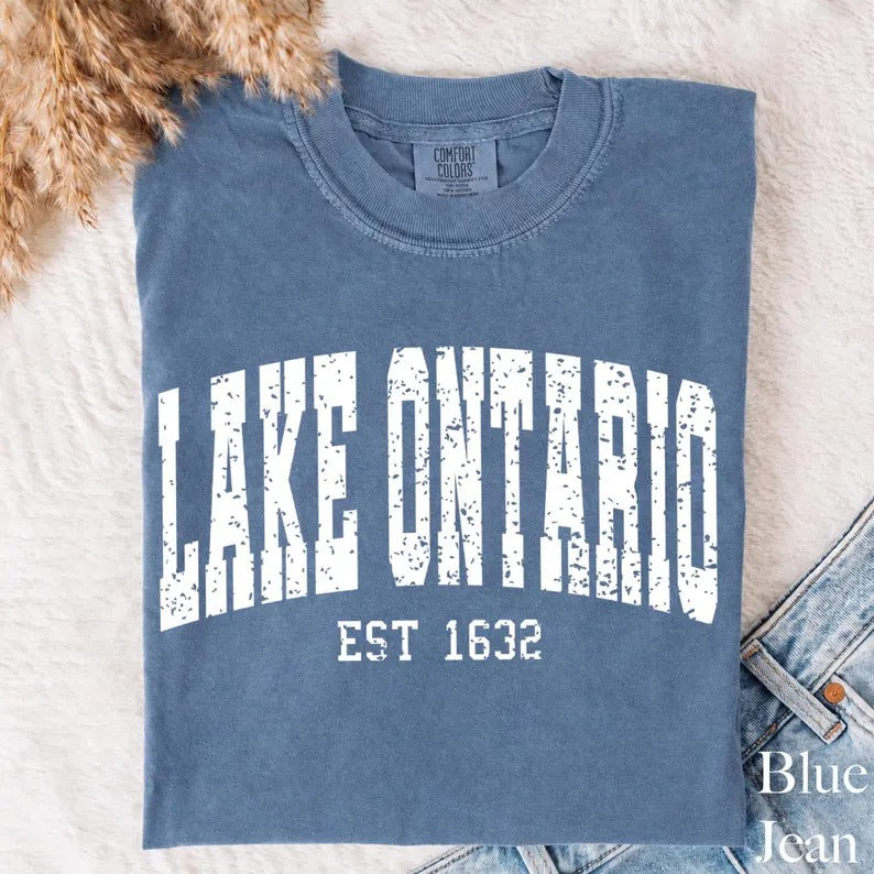 Comfort Colors Lake Ontario Shirt, Vintage Great Lakes Tee, Ontario Lake Shirt, Retro Collegiate Shirt, Lake Life Tee, Canada Vacation Shirt