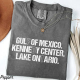 Lake Ontario T-Shirt, Gulf of Mexico Shirt, Kennedy Center Tee, Funny Geography Shirt, Political Humor Graphic Tee