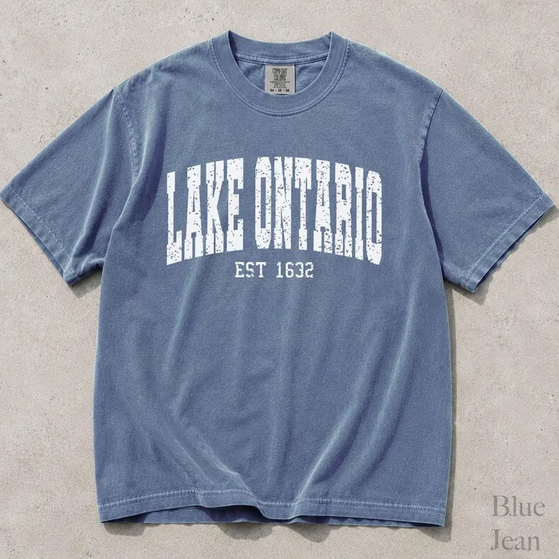 Comfort Colors Lake Ontario Shirt, Vintage Great Lakes Tee, Ontario Lake Shirt, Retro Collegiate Shirt, Lake Life Tee, Canada Vacation Shirt