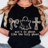 Retro Christian Halloween Tee, Ain’t No Ghost Like The Holy Ghost T-Shirt, Distressed Ghost Outline, Spooky Season Shirt