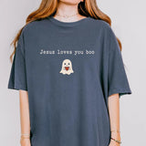 Christian Halloween Ghost T-Shirt, Jesus Loves You Boo Shirt, Cute Spooky Season Shirt