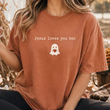Christian Halloween Ghost T-Shirt, Jesus Loves You Boo Shirt, Cute Spooky Season Shirt