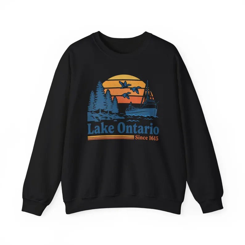 Vintage Lake Ontario Sweatshirt, Great Lakes Crewneck, Retro Canada Lake Sweatshirt, Nautical Boat Lake Life Gift Sweatshirt