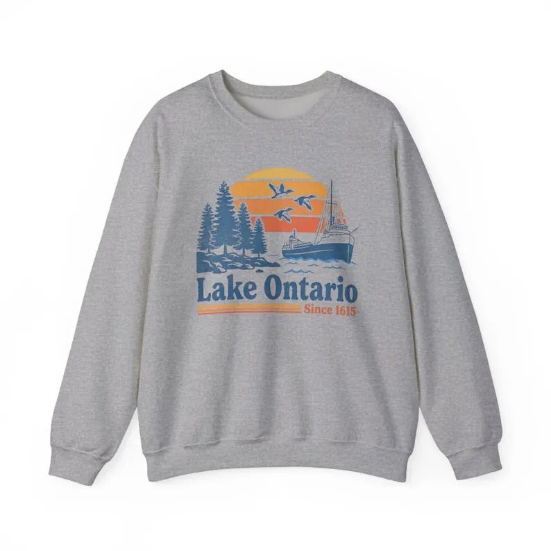 Vintage Lake Ontario Sweatshirt, Great Lakes Crewneck, Retro Canada Lake Sweatshirt, Nautical Boat Lake Life Gift Sweatshirt